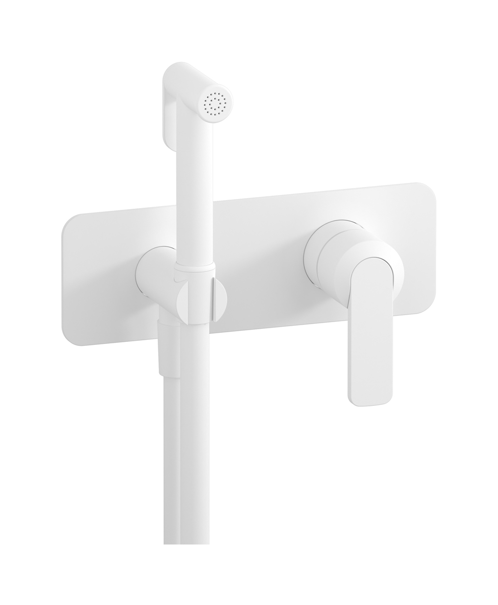 Внешние части гигенического душа со смесителем. WE ARE IB c6706bo Matt White C-67