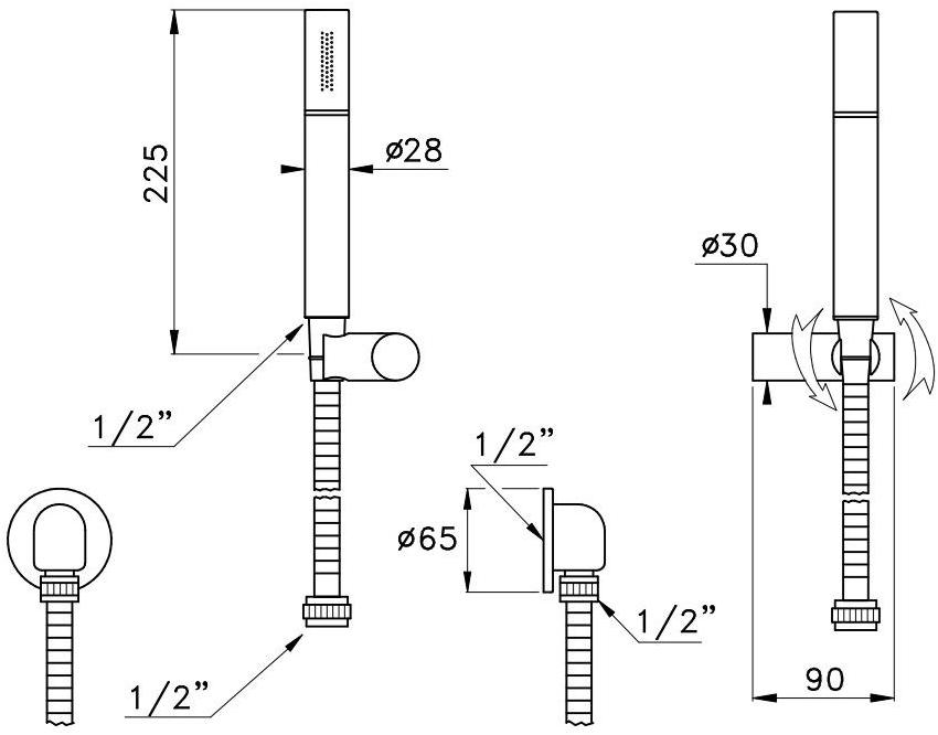 RUBINETTERIE STELLA Ручной душ со шлангом Bamboo 305a - Вид №1