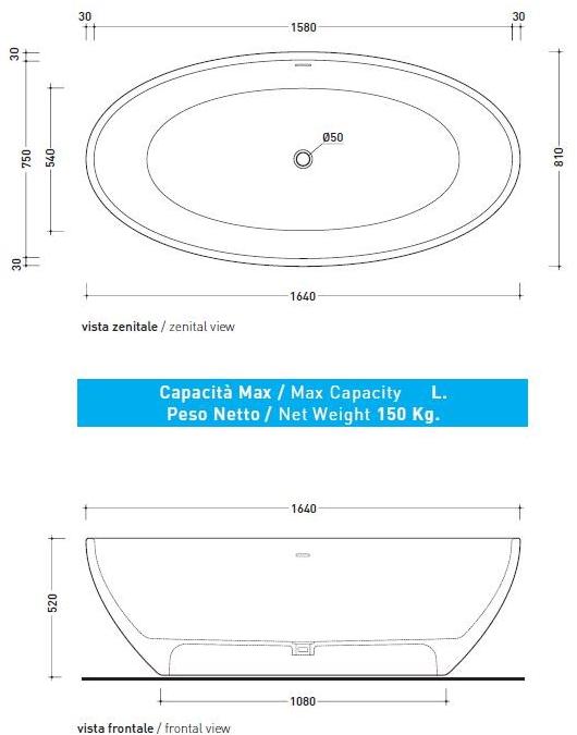 Ceramica Flaminia Отдельностоящая овальная ванна из pietraluce® App Ap176v/165v/150v - Вид №5