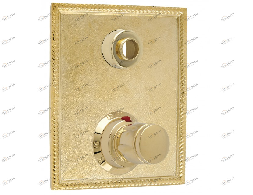 046290.2B0.00 Комплект отделки с ручкой для термостатической системы с переключателем на 2 направления Золото 24К Mestre 