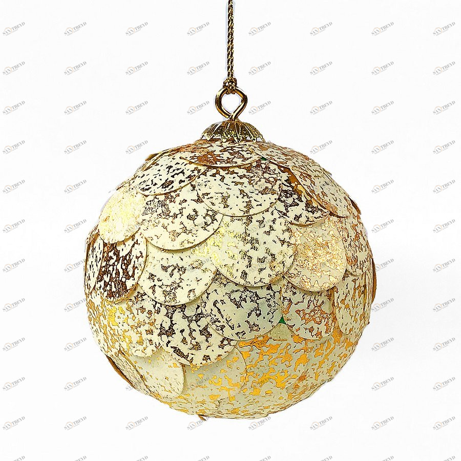 Шар новогодний золотой с мраморными чешуйками Paper ball, 10 см ENJOYME  253099 Золото 