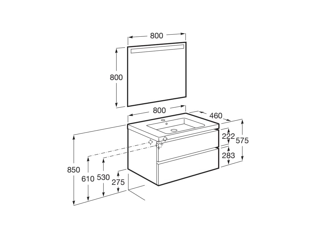 Деревянный шкаф для умывальника со встроенной раковиной Roca The Gap ARCH-00126948 - Вид №28