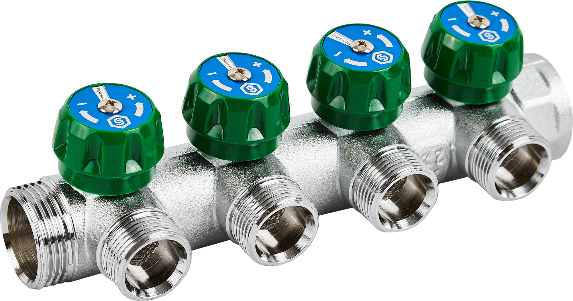 Коллектор регулирующий STOUT 1"x3/4" на 4 отвода для систем отопления 84868370 STLM-0056525