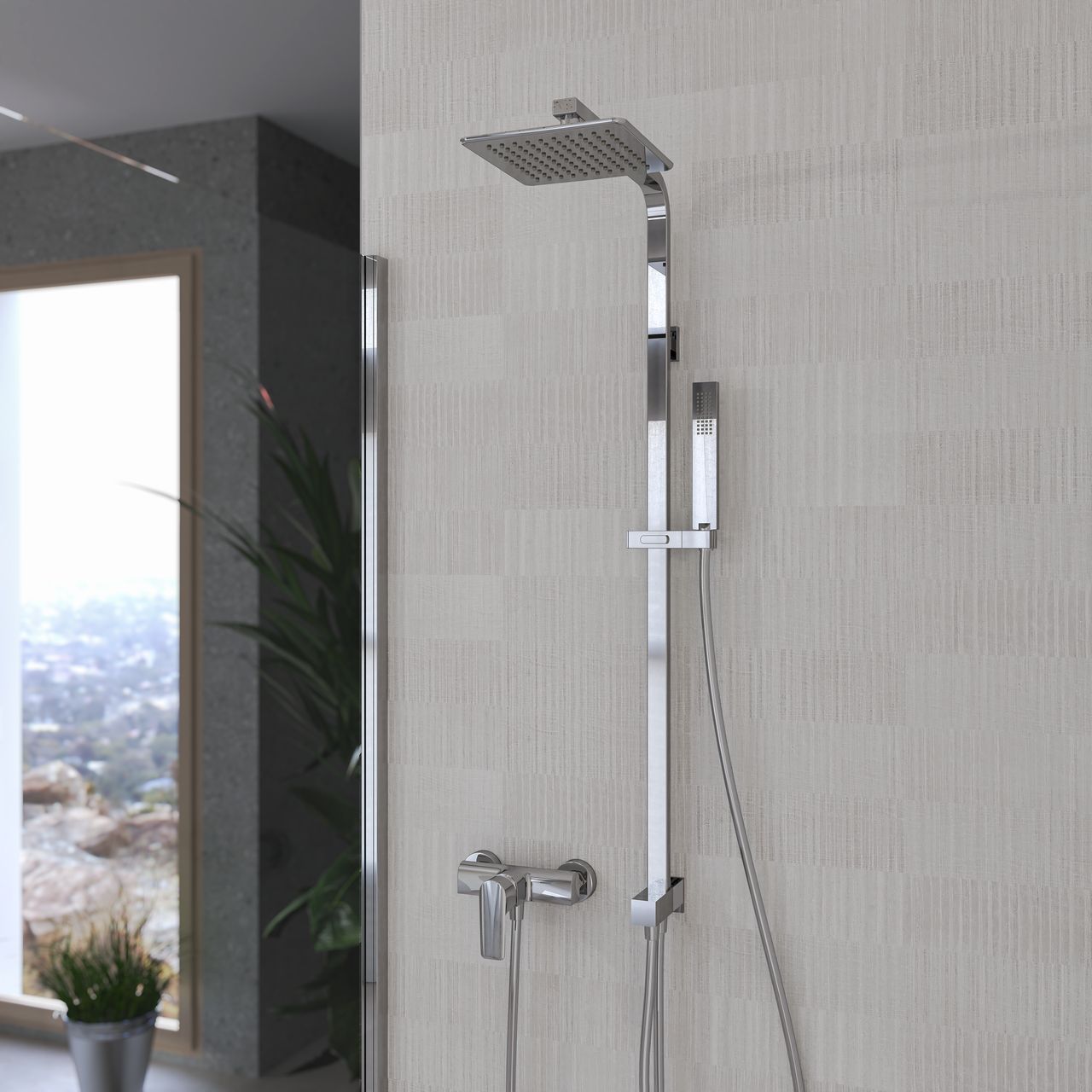 Настенная душевая колонна с душем Ercos Square ARCH-00028413 - Вид №1