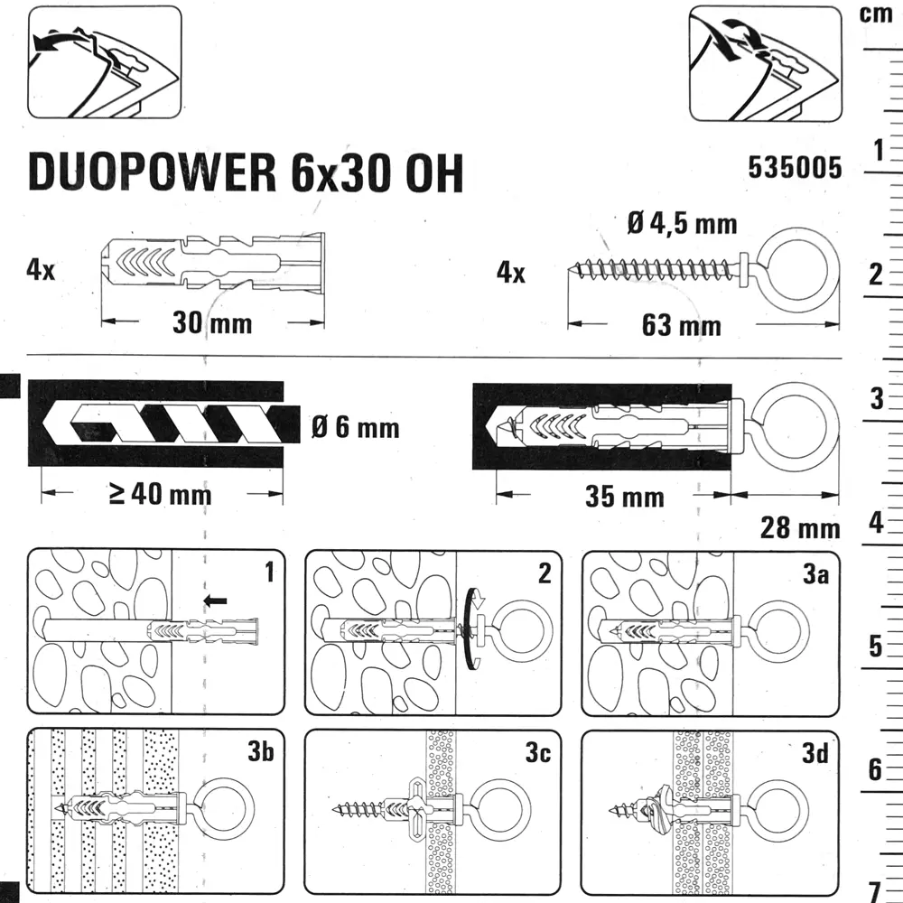Дюбель для всех типов стен Duopower 6x30 мм крюк-кольцо цвет серый/красный 4 шт FISCHER STLM-2127380 - Вид №3