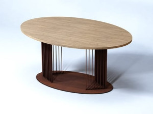 Овальный стол для гостиной из стали и дерева