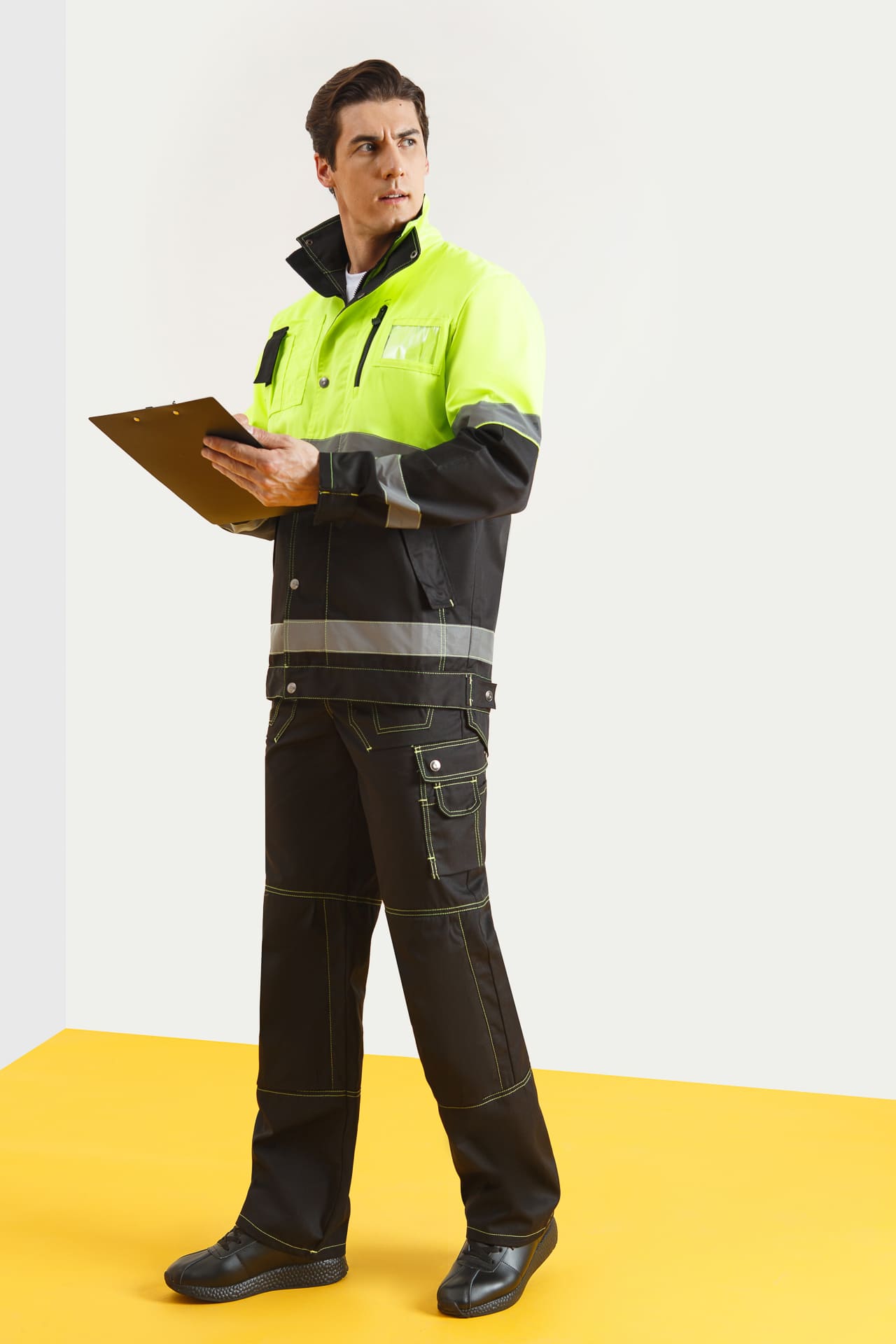 69774 Костюм "Премиум" летний черный с лимонным  Летняя спецодежда размер 60-62/182-188  - Вид №6