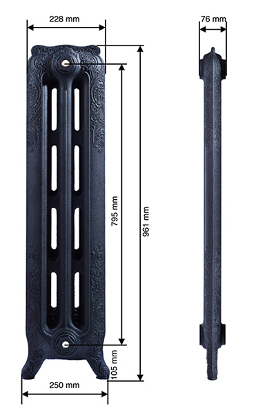 Чугунный радиатор GuRaTec Apollo 970 11 секций 7812 - Вид №4