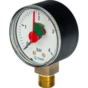 Манометр радиальный с указателем предела 50 мм 1/4" 4 бар STOUT