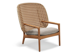 Плетеное и тиковое садовое кресло с подлокотниками