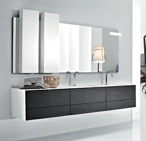 Комбинация ванной комнаты PV27 в отделке H91 Corian / L41 Bianco / 99 Juta MILLDUE PIVOT