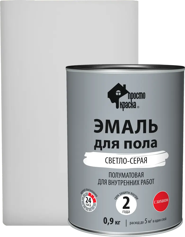 Эмаль для пола ПРОСТОКРАСКА полуматовая светло-серая 0.9 кг 82635032