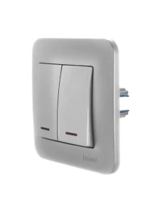 ASTI Выключатель двойной с подсветкой платина