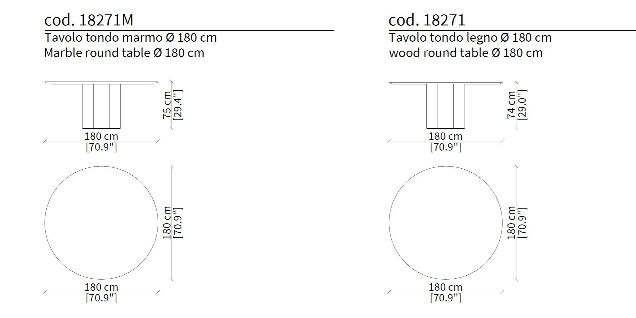 Круглый стол из лакированного дерева Frigerio Elly ARCH-00144433 - Вид №2
