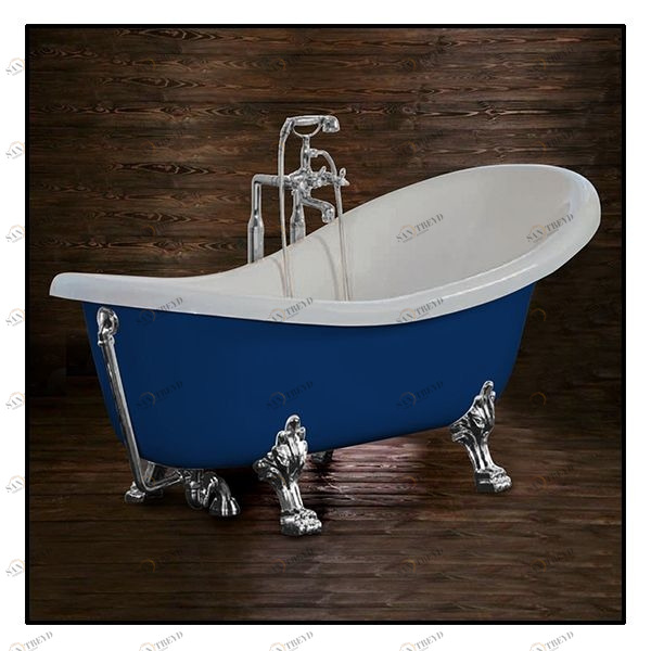 Ванна Akcjum Rectime 160 WR-03-01-Ch-C овальная синяя с хромированными ножками WR0301CHC