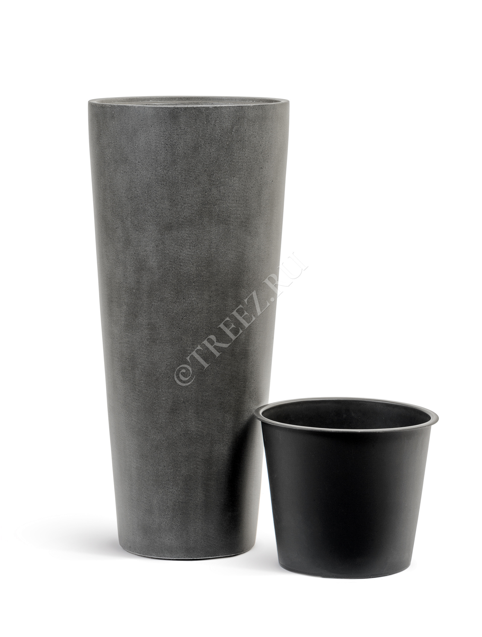 41.3319-02-020-GR-45 Кашпо  Effectory - серия Beton - Высокий конус - Тёмно-серый бетон Цветочная коллекция  - Вид №3