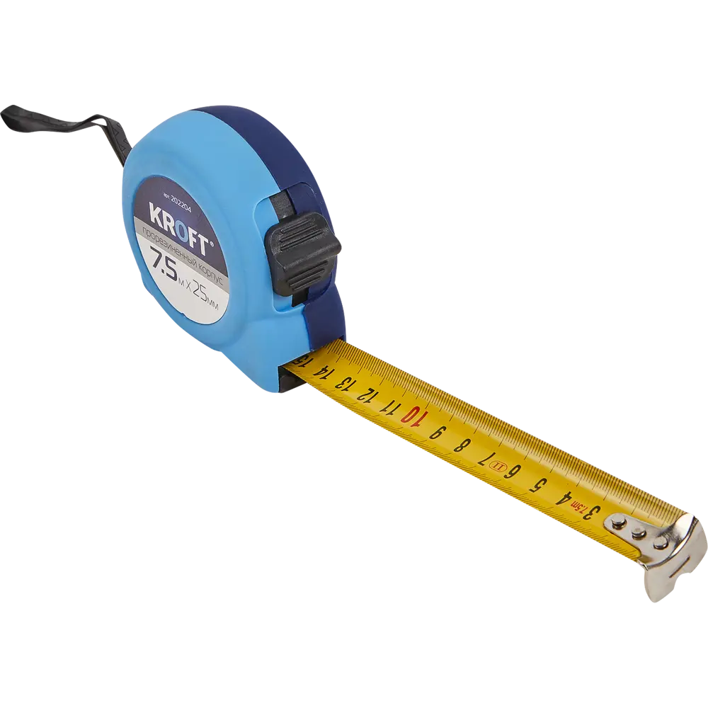 Рулетка Kroft прорезиненная 7.5 м x 25 мм STLM-2200601