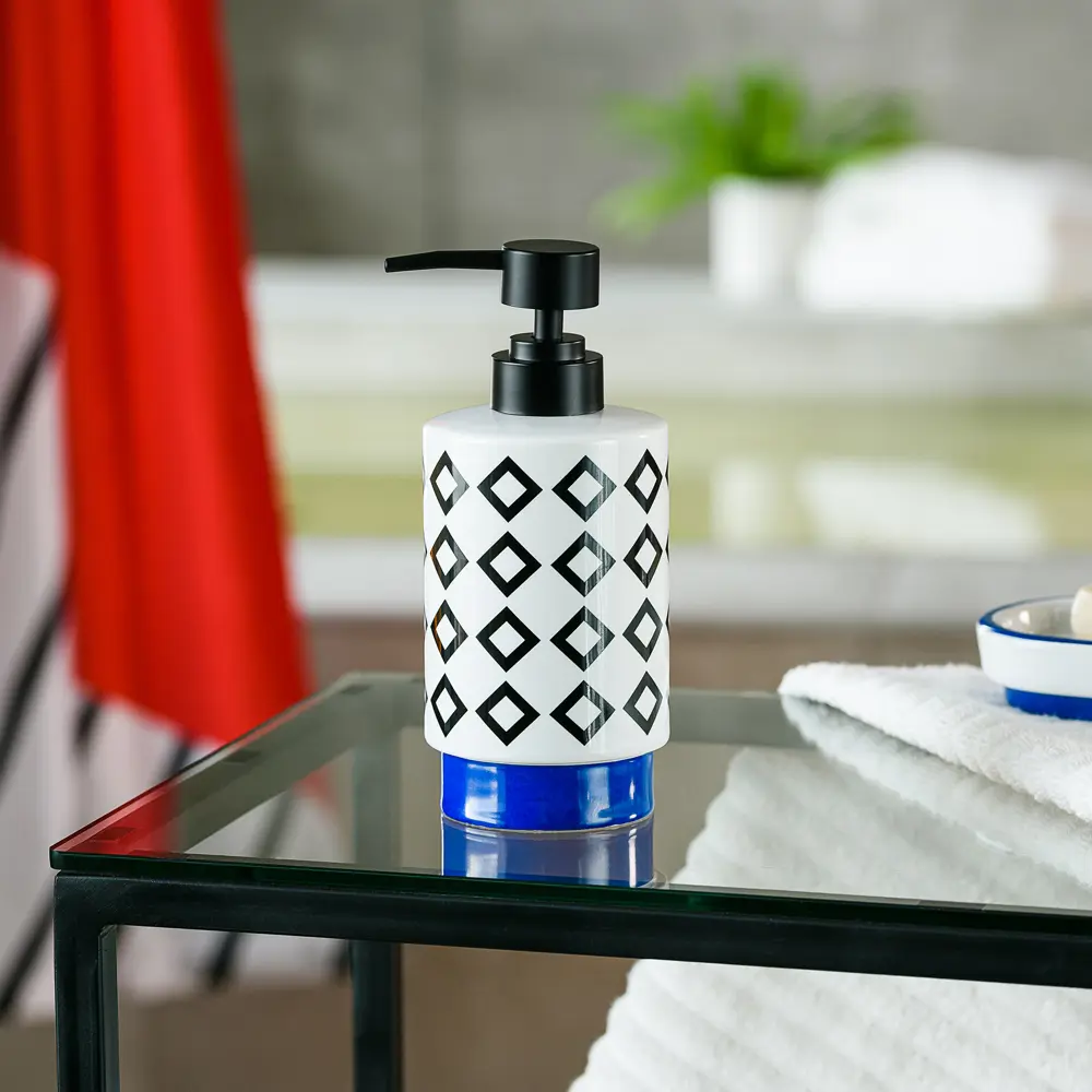 Дозатор для жидкого мыла Moroshka Memphis цвет белый/чёрный/синий STLM-2014571 - Вид №1
