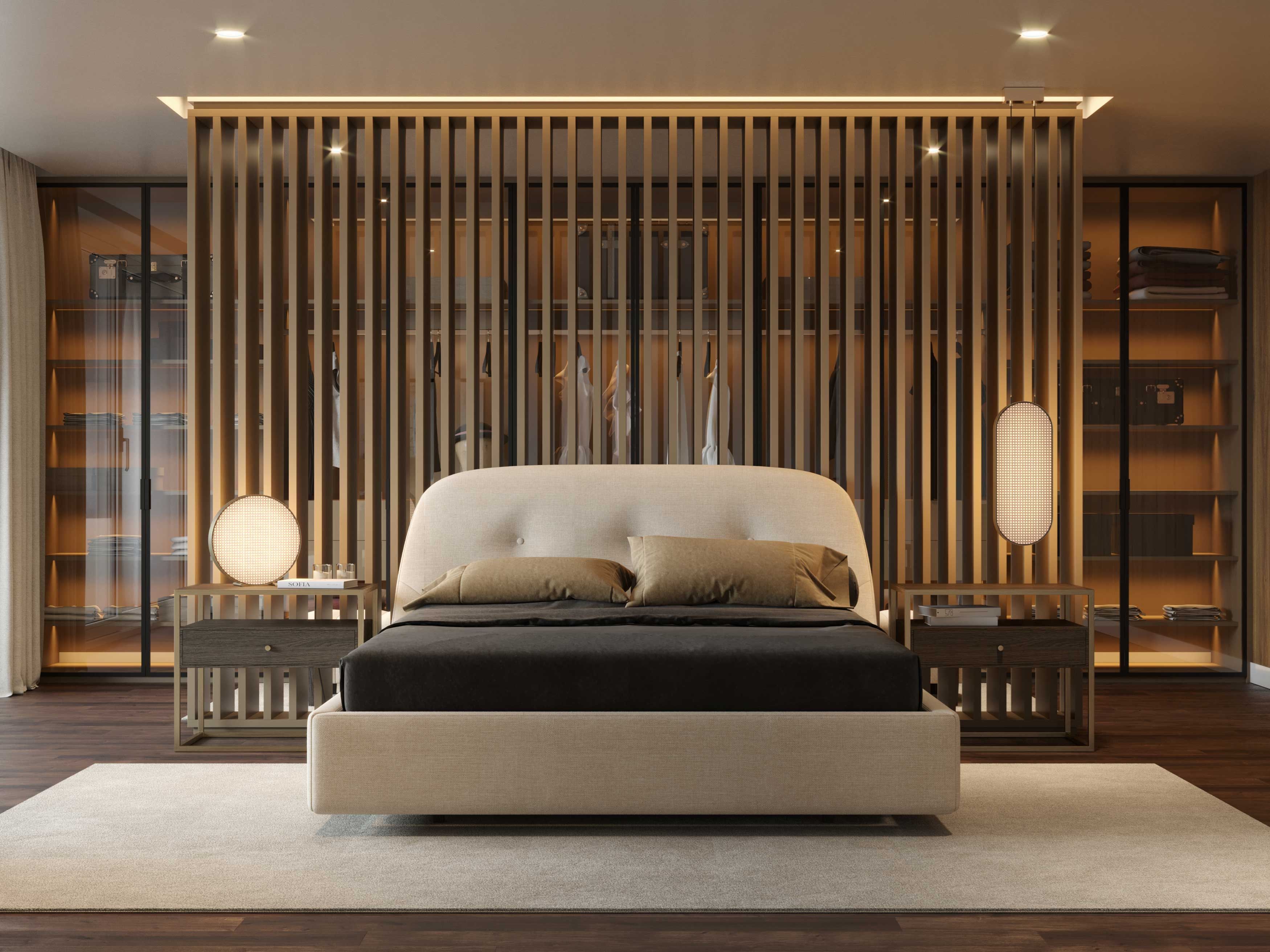 Двуспальная кровать из микрофибры с мягким изголовьем Stylish Club Voilier ARCH-00082588 - Вид №10