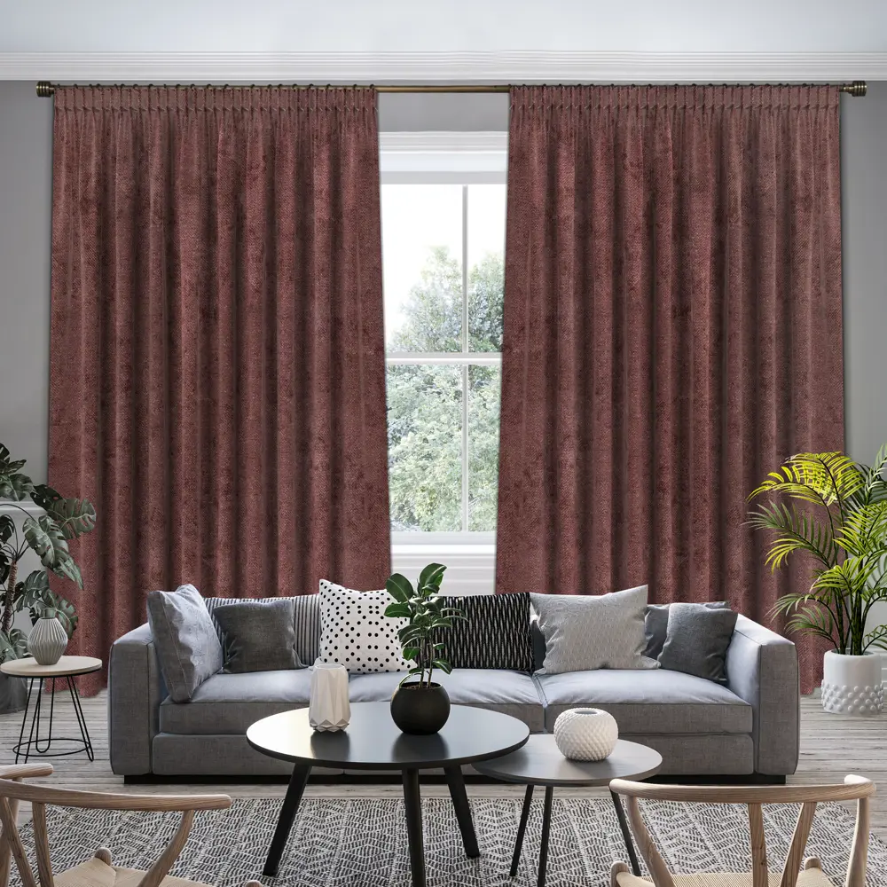 Ткань 1 м/п Однотонный шенилл 300 см цвет бордовый GARDEN STLM-2105278 - Вид №4