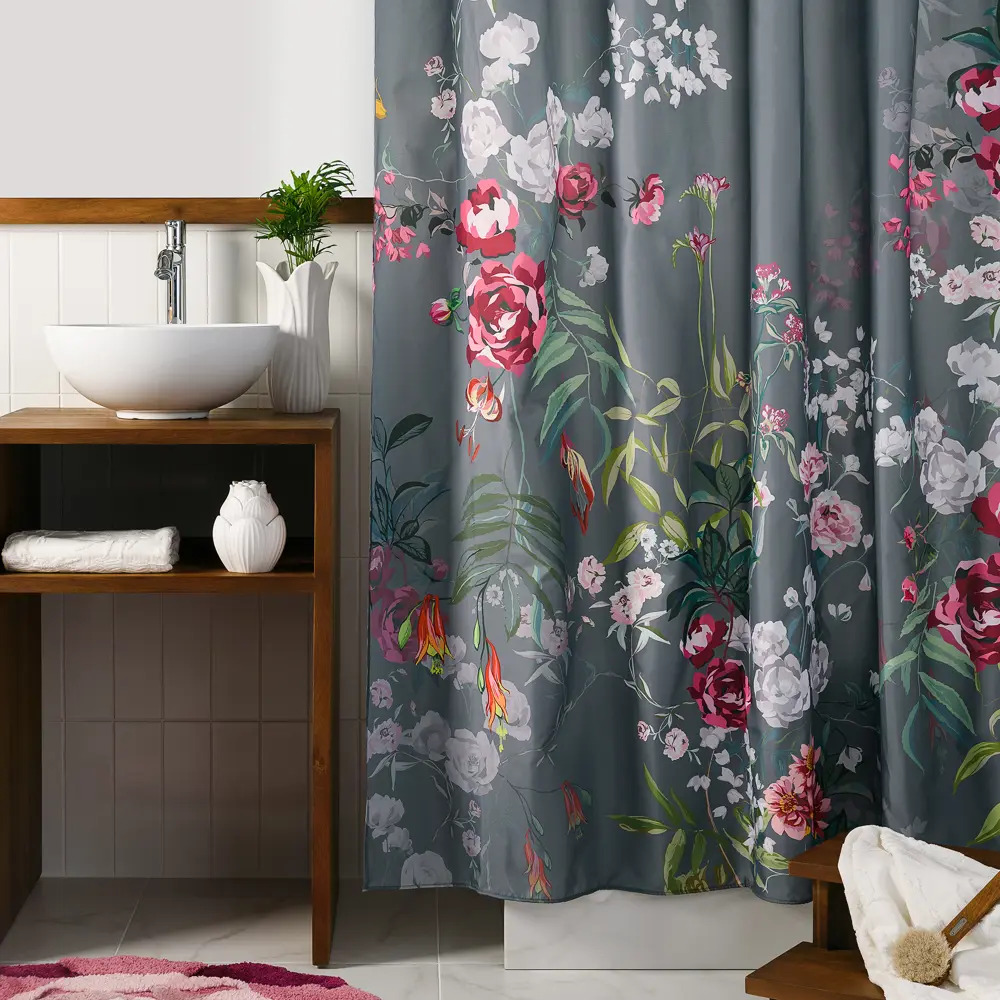 Штора для ванной Fleur 180x200 см полиэстер цвет зеленый MOROSHKA STLM-2050571 - Вид №3