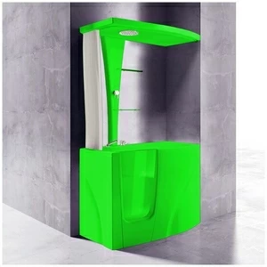 Ванна с кабиной GRUPPO TREESSE GEN-Y TOP STD-V3417|B3411-DX зеленая угловая сидячая с дверью правосторонняя