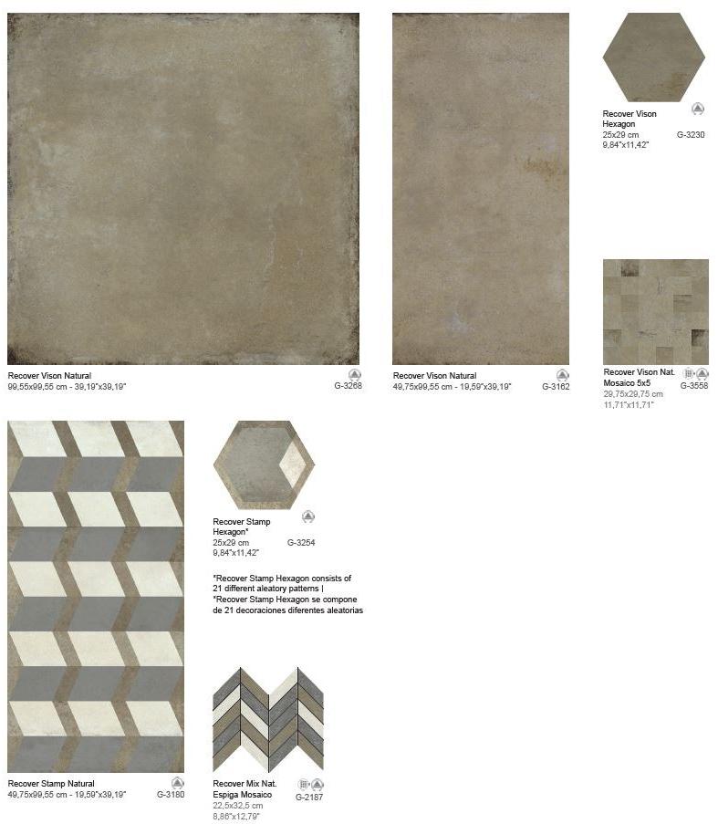 Aparici Настенная / напольная плитка из керамогранита с эффектом камня Recover sun-id-1458710 - Вид №6
