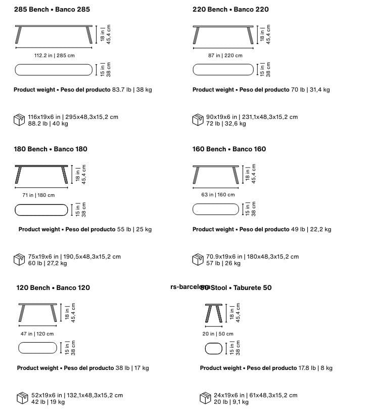 Дубовая скамья с окрашенной стальной основой RS Barcelona YOU AND ME ARCH-00051992 - Вид №12