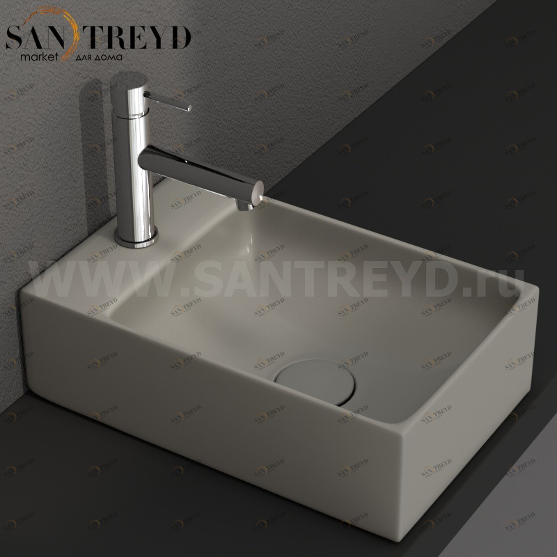 B6R40CC Подвесная раковина настенная прямоугольная Ceramica Globo T-EDGE серая