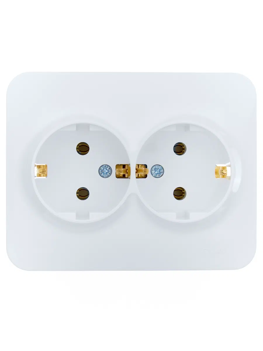 ASTI Розетка двойная с/з ПБТ белая LEZARD 7081-0200-127B