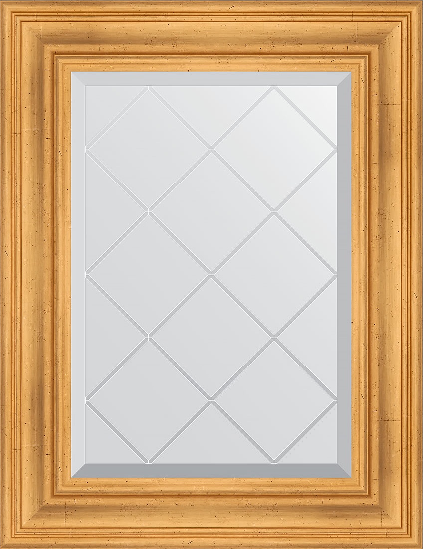 BY 4030 Зеркало с гравировкой в багетной раме - травленое золото 99 mm EVOFORM Exclusive-G