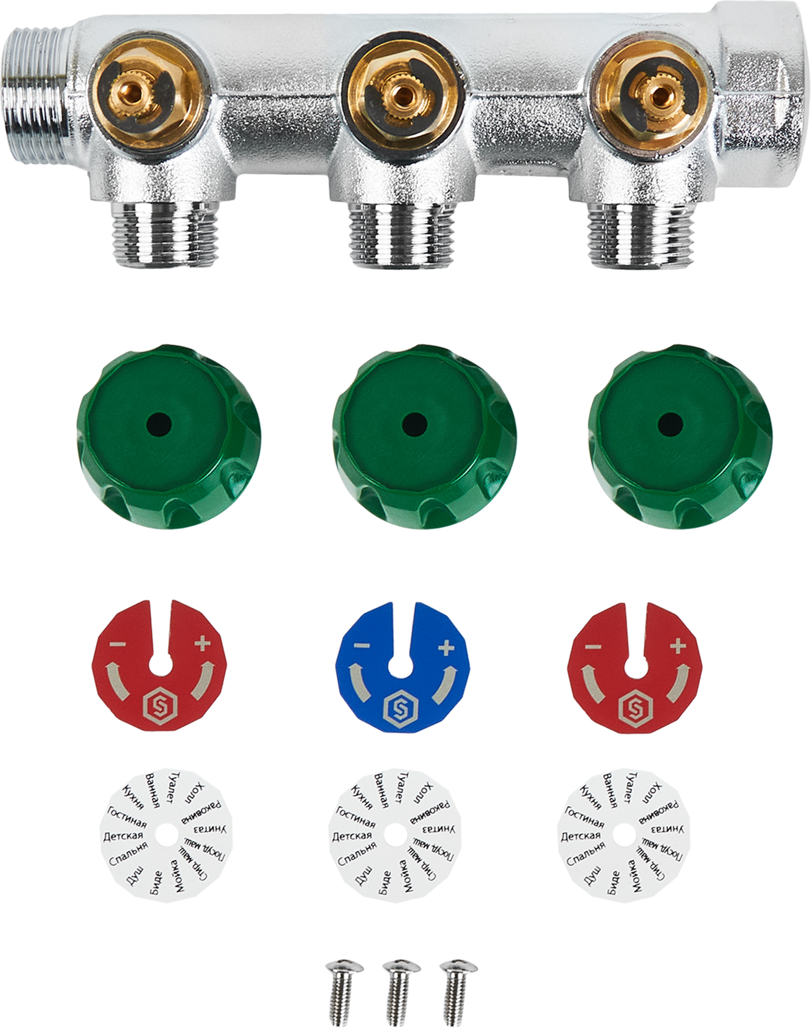 Коллектор распределительный STOUT 3/4"×1/2" на 3 отвода для систем отопления 84868372 STLM-0056527 - Вид №3