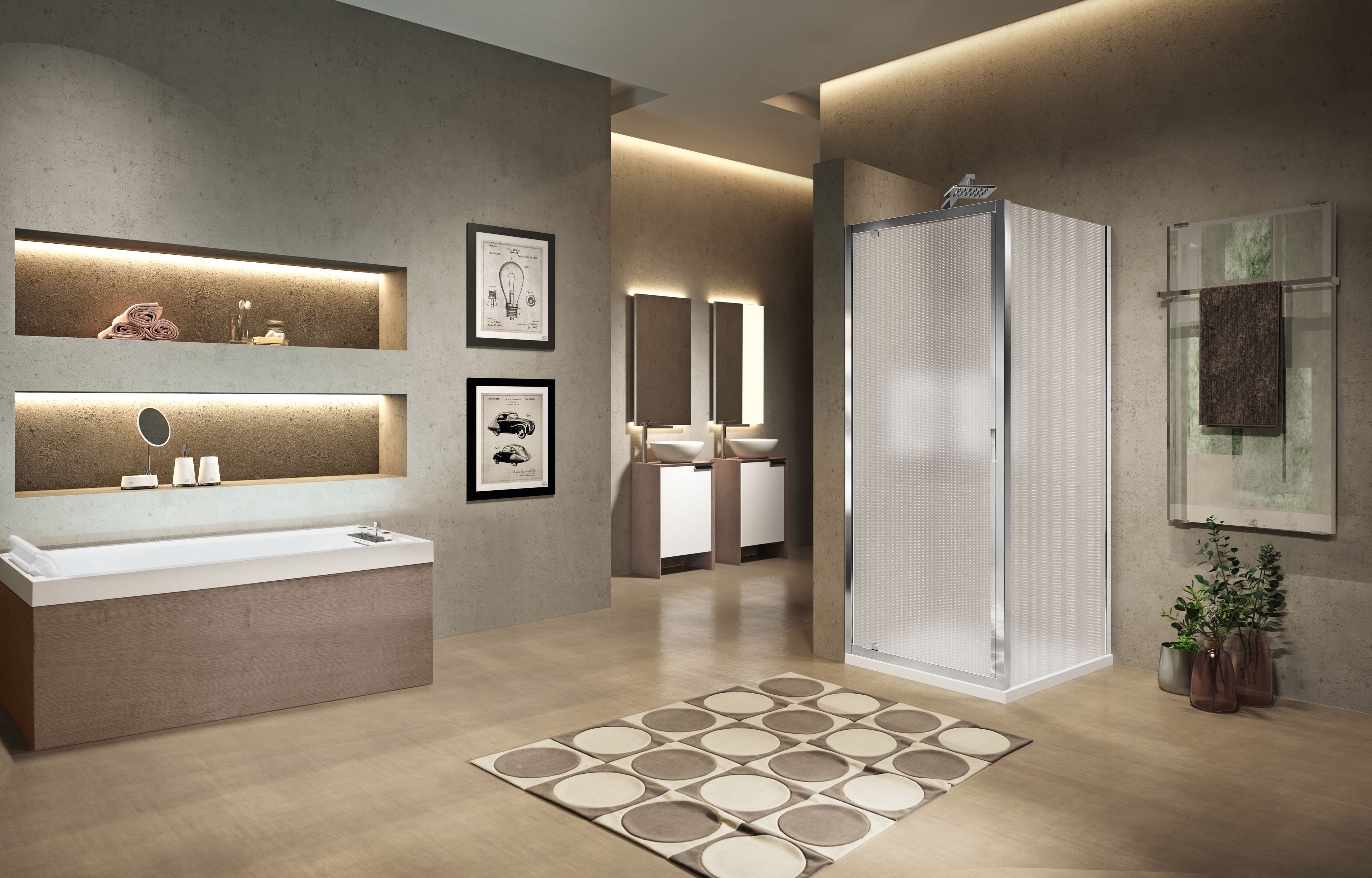 Угловая душевая кабина с распашной дверью Novellini Lunes ARCH-00136735 - Вид №1