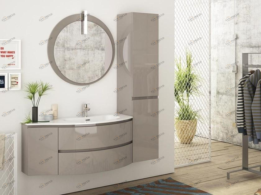 LEGNOBAGNO Мебель для умывальника одинарная из HPL со шкафом Freedom curvo sun-id-1413311