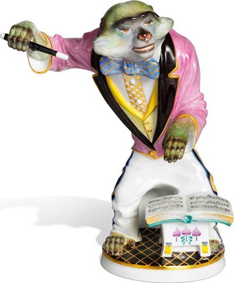 10540271 Meissen Фигурка 19см "Мартышка-дирижер" (О.Пильц, 1912г) (лим.вып.3/25, 2012г) Фарфор, Керамика 