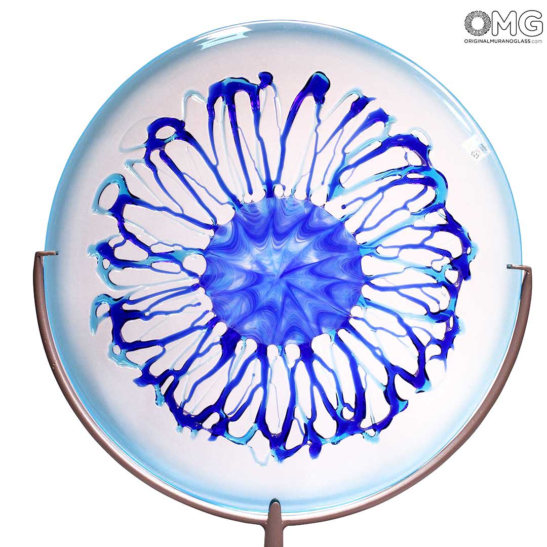 4533 ORIGINALMURANOGLASS Скульптура Диск - Снежная звезда - муранское стекло OMG 50 см  - Вид №1