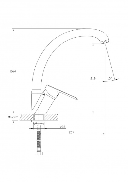 Смеситель для кухни Rush Victoria VI7135-22 высокий хром 11523134 - Вид №1