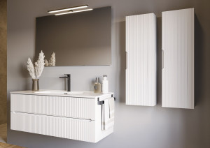 Деревянный подвесной туалетный столик с зеркалом