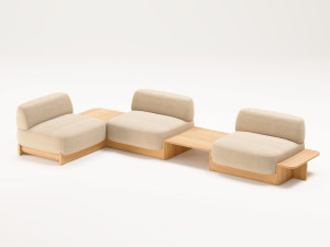 Модульный диван из ткани и дуба