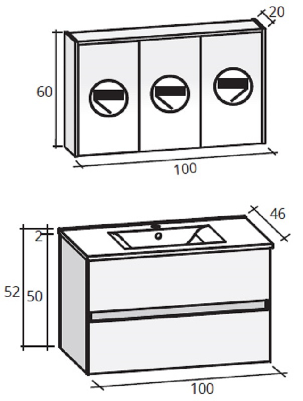 FPO100DP0S32 Комплект мебели Riho Porto Santreyd - Вид №2