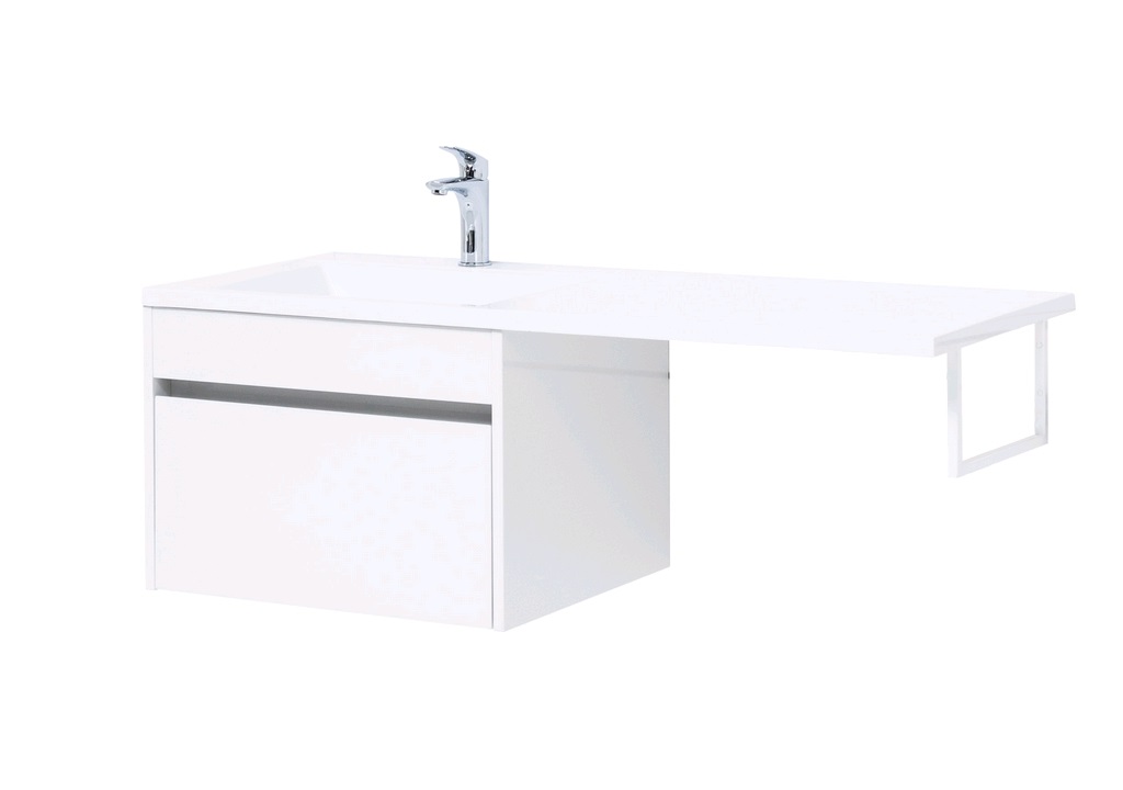 Тумба с раковиной Aquanet Токио 120 L белый (подвесная, 1 ящик) 0023691600235499 - Вид №7
