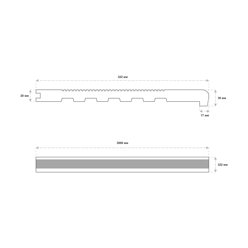 Ступень прямая цельная ДПК 30x322x3000 мм венге GROENTEC STLM-2208635 - Вид №4