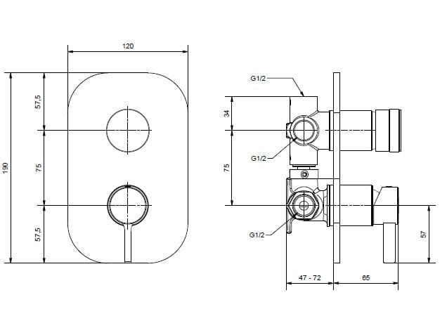 Хромированный латунный смеситель для душа с переключателем Bugnatese Orion ARCH-00021799 - Вид №1