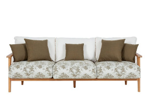 3-местный садовый диван из ткани с основанием iroko