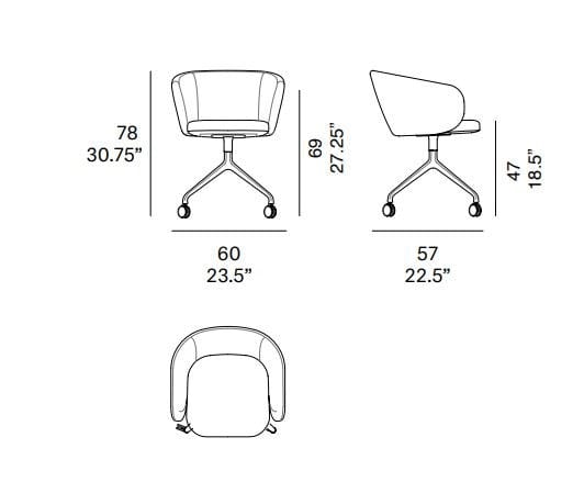 Тканевый стул с колесами EXPORMIM HUMA ARCH-00121513 - Вид №2
