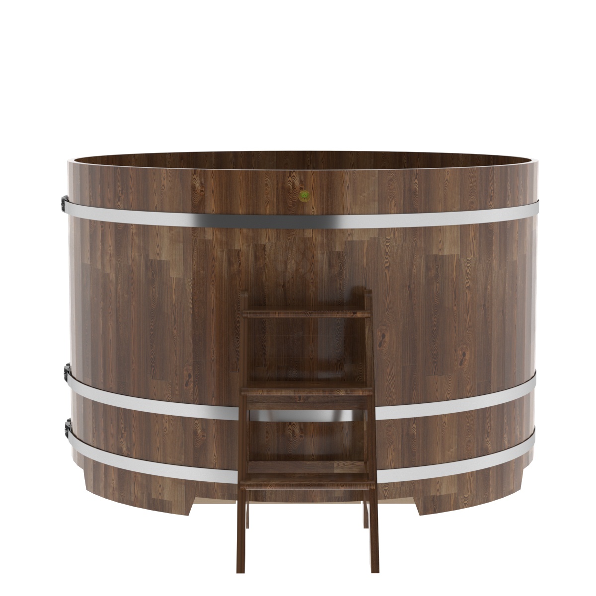 1560 Купель круглая из сращенных ламелей лиственницы d=1,80х1,2 морёная Alyarus  - Вид №3