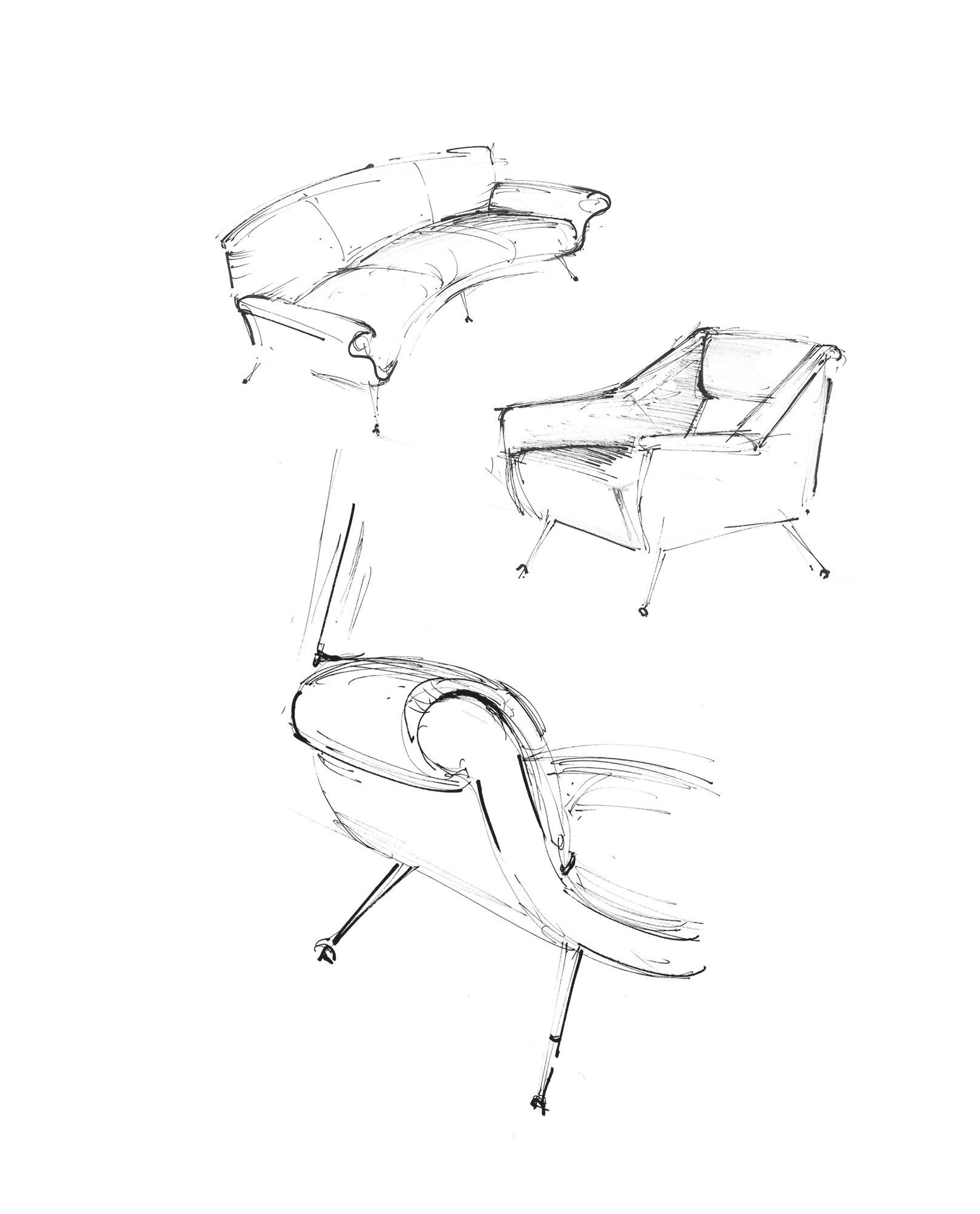 Изогнутый диван из ткани Minotti Albert &amp ARCH-00048168 - Вид №4