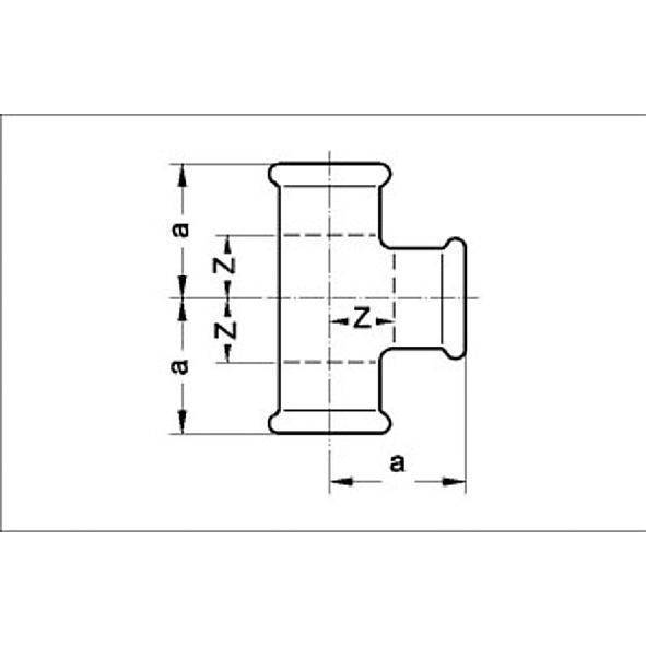 110130281528 SANHA 10130 пресс-фитинг газ, медь, тройник ВПр 28x15x28 мм  - Вид №1