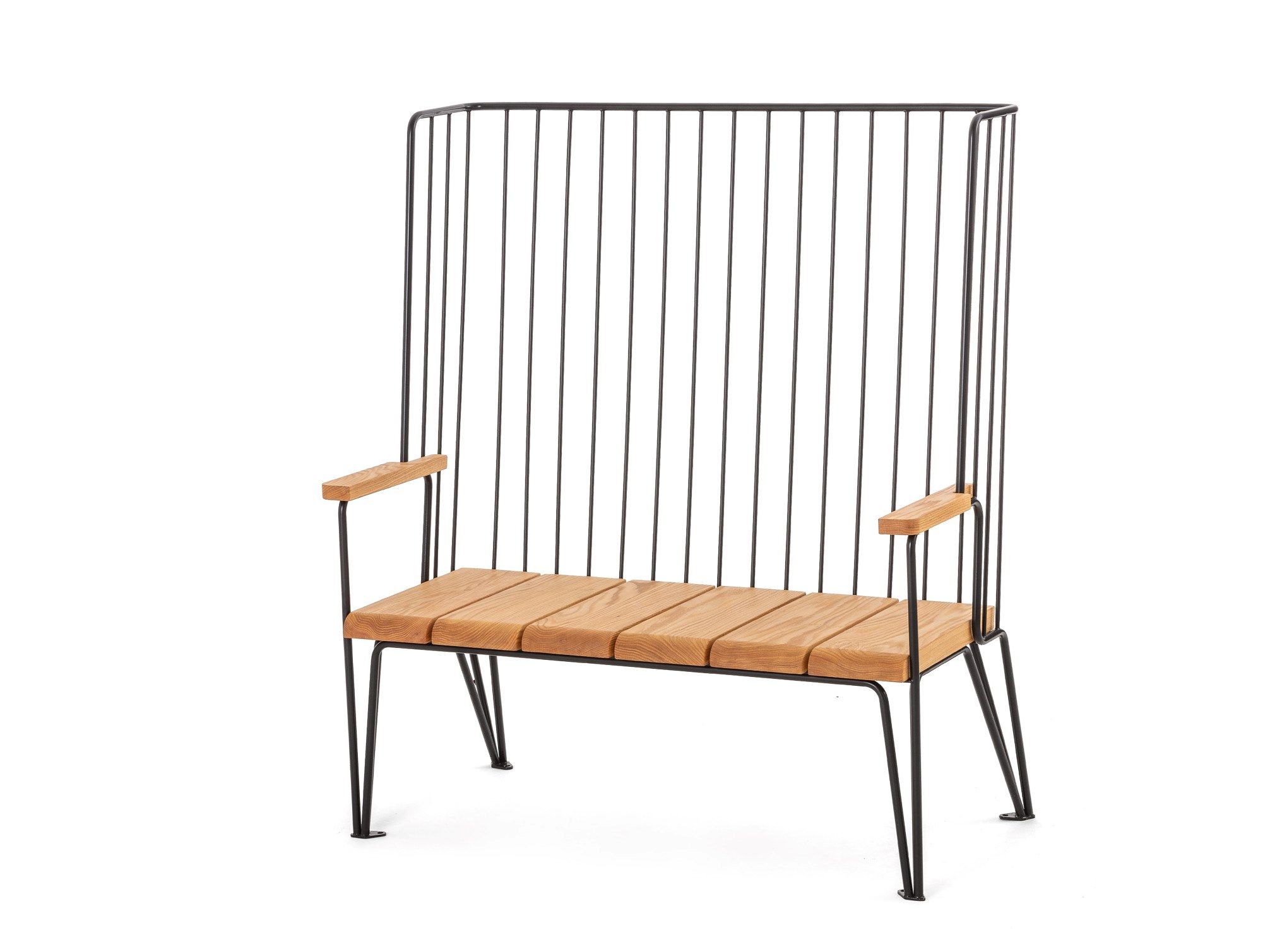 Стальная и деревянная скамья со спинкой Nola Industrier Gard ARCH-00015054