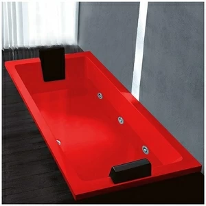 Ванна Gruppo treesse Quadra 199 V073B-SX-K красная с гидромассажем и дезинфекцией прямоугольная встроенная левая